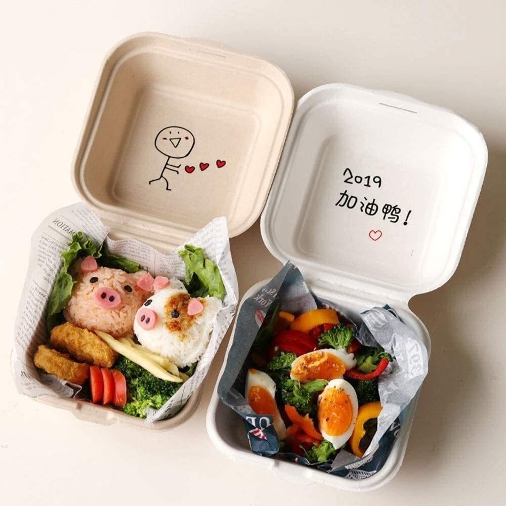 ランチボックス自作 Amazon | べんとう箱 クラフト紙のランチボックス使い捨ての