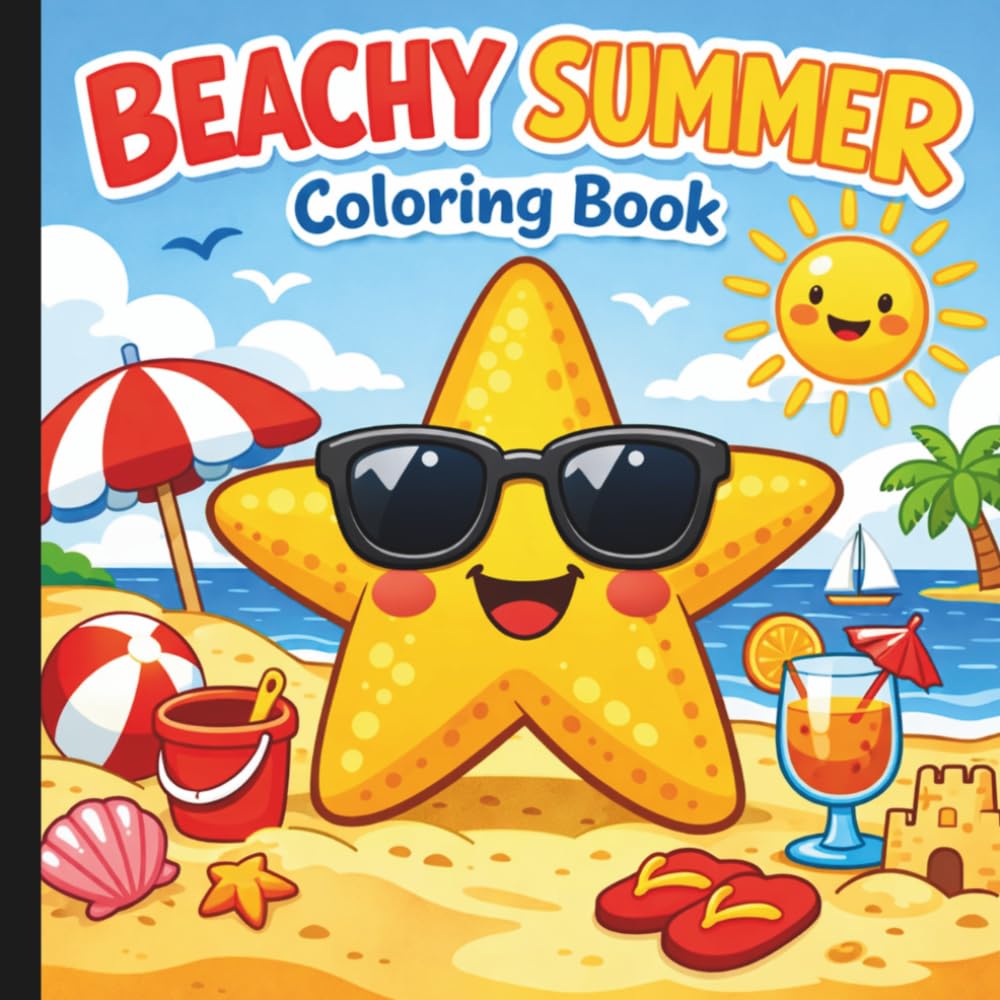 Beachy Summer Coloring Book: Summer Coloring Book For All Ages (Summer Fun For Everyone)