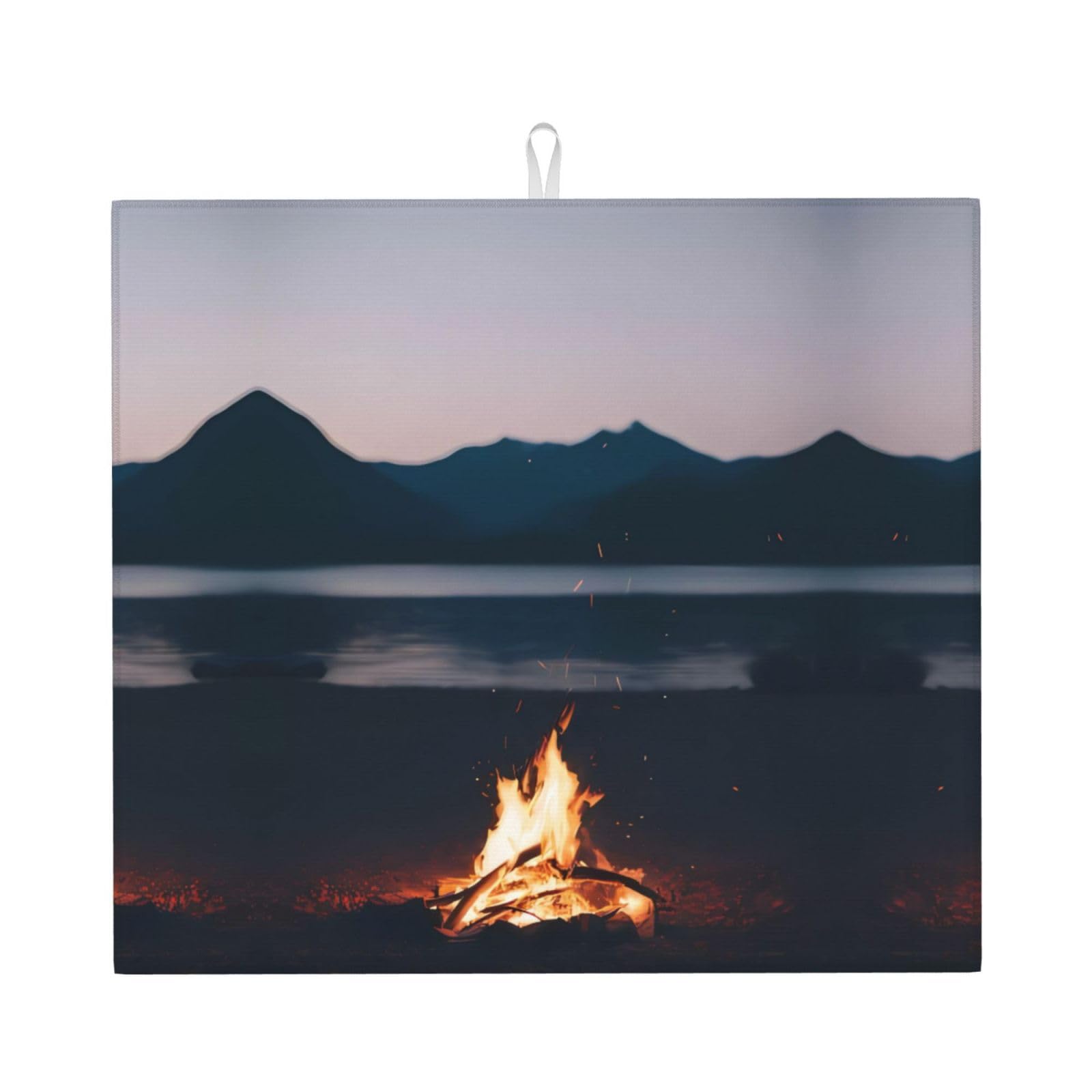 Yyhwhjde Black Camping Prints Kitchen Drying Mat – Absorbent Dish Throw For Countertop, Non-Slip Layer With Vibrant Prints, Ideal For Housewarming