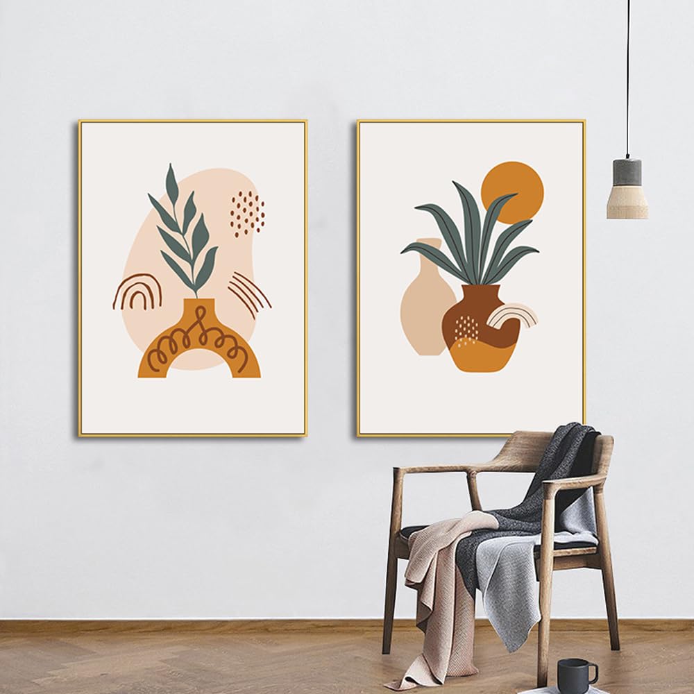 WUHBCZ Art Decor,Boho Abstract Nordic Vintage Print Wall Art Leaves Botanical Canvas Painting Abstract Plants Poster Pictures for Living Bedroom Room Decor-30 * 50cm*2PCS (No Frame)