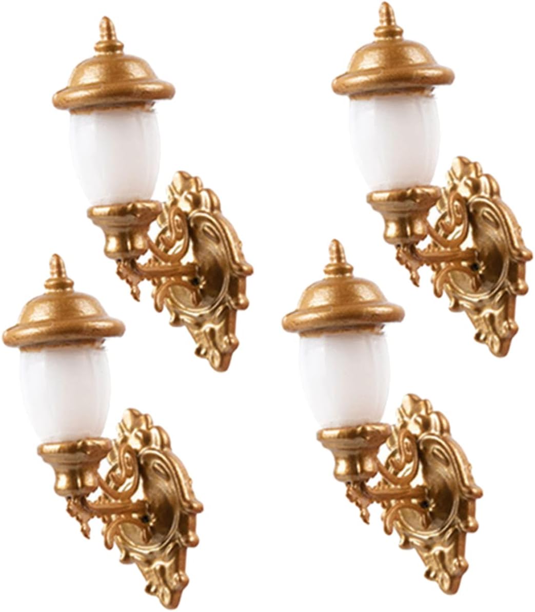 Vaguelly 4pcs Miniature Wall Light Model Tiny Led Lamps for Sand Table Decor Realistic Dollhouse Lighting Finish Easy Install for House Furniture Scale