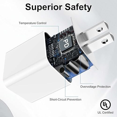 Miniatura 3 de Bloque de cargador de pared USB C para iPhone 16 15 14 13 12,20 W iPhone USB-C adaptador de corriente bloque de carga rápida, mini caja de enchufe