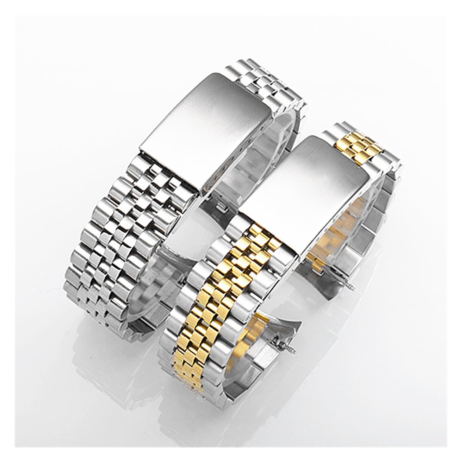 Pasek do zegarka z szybkozłączką, Zakrzywiony koniec paska do zegarka ze stali nierdzewnej 13 17 18 19 20 21 22mm 5 koralików solidny metalowy pasek do zegarka bransoletka na rękę żółw klamra W narzęd