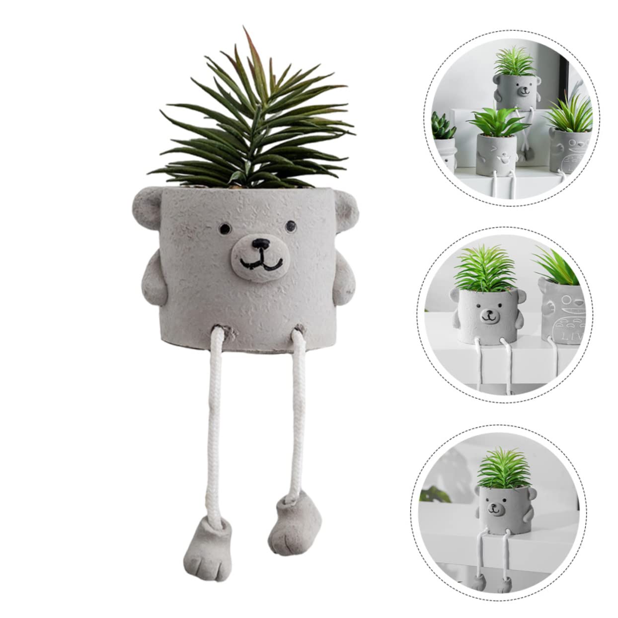 MAGICLULU Decorazione Bonsai in Vaso Gambe Sospese, Pianta Verde Artificiale in Cemento e Plastica, Aspetto Vivido per Camera da Letto e Casa