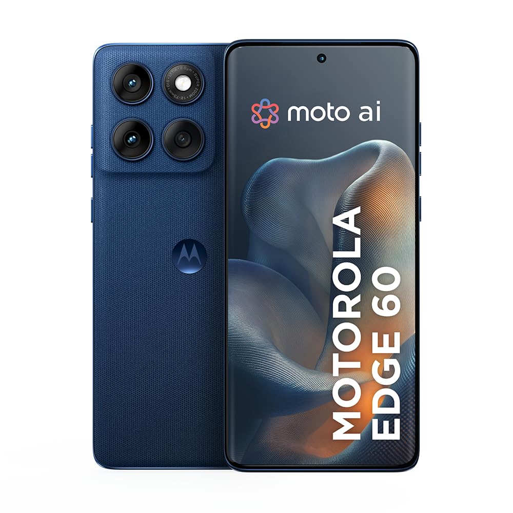 Smartphone Motorola Edge 60 5G - 512GB 24GB (12GB RAM+12GB Ram Boost) Tela Quad-Curve moto AI 50MP Sony Camera ultrarresistencia militar IP68 + IP69 - Azul Marinho