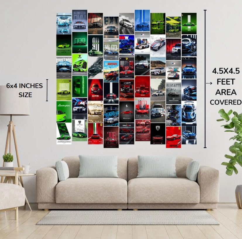 Image of Posters Inc Premium Super-Cars Illustration Cards A6 Small Size Collection Of 54 Track Drift Turbo Coupe Design Images For Stylish Wall Styling Bedroom Decor Gift Ready With Glue Dots