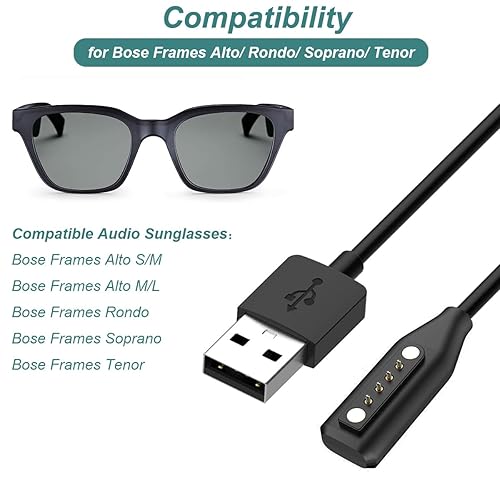 Miniatura 2 de Kissmart Cargador para marcos Bose AltoRondoSopranoTenor, cable de carga USB magnético de repuesto para lentes de sol de audio Bose Frames (2)