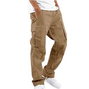 Cargo Hose Herren Lange Regular Fit Freizeithose Baumwolle Einfarbig Arbeitshose Loose Casual Cargohose mit Taschen…