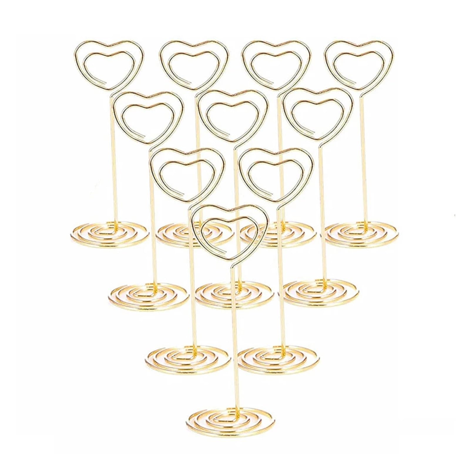 soportes para números de mesa, 10/20 piezas de soportes redondos for fotos con forma corazón y estrella, clips for tarjetas lugar, menús papel for decoración bodas fiestas(Heart Gold,10pcs)