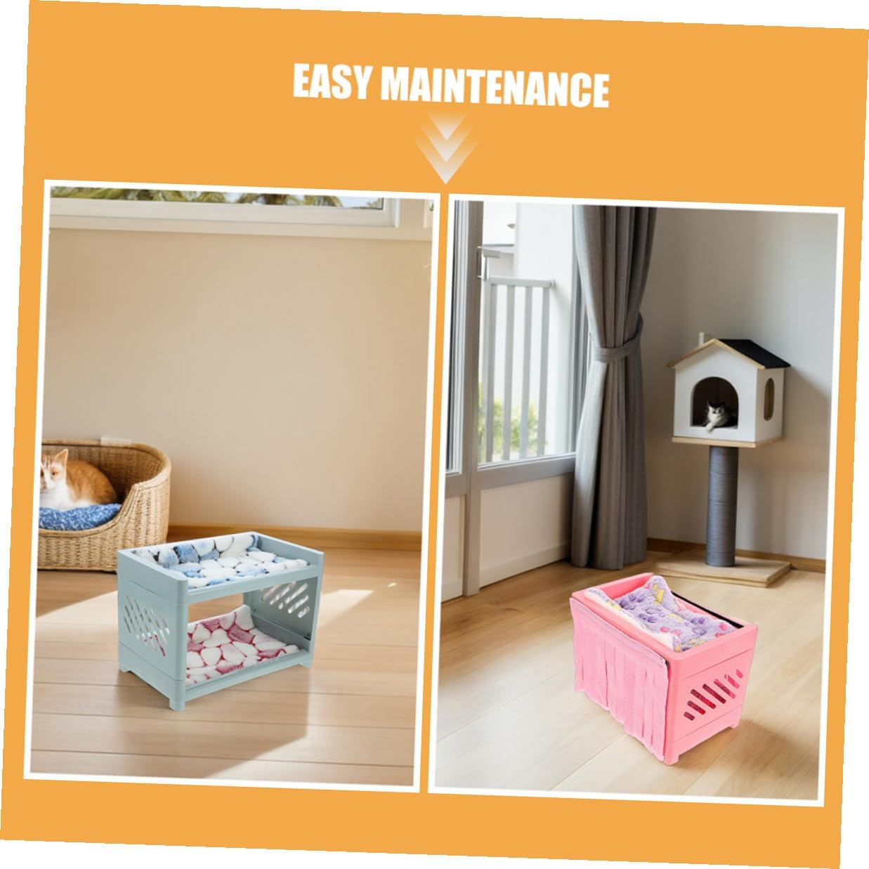 Cabilock 2 Sets Double-Layer Hamster Hideout Nest with Plush Mats and Blankets, Small Animal Bed House for Guinea Pigs, Hamsters, Gerbils – Indoor Cozy Resting Hideaway Random Color