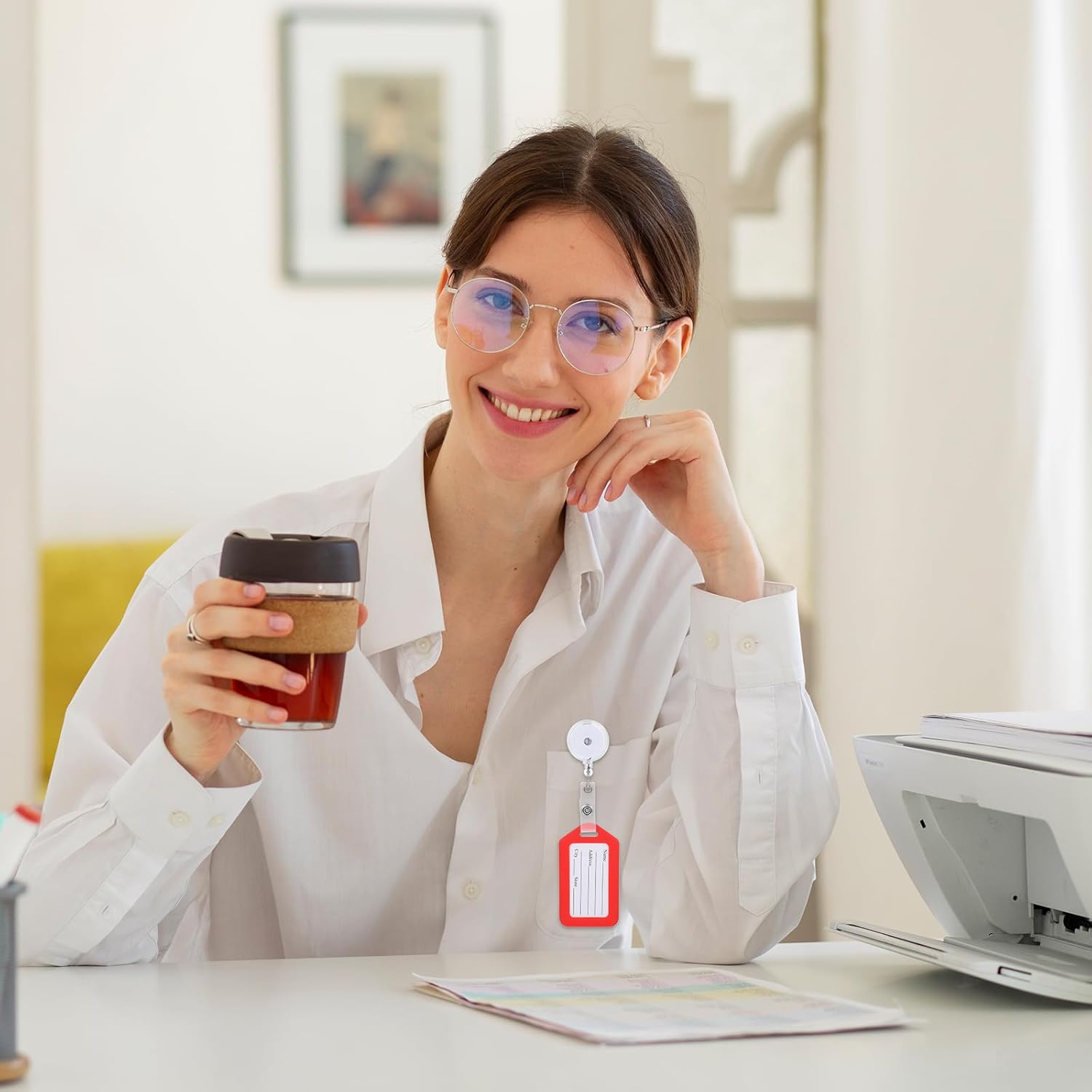 100pcs Retractable Badge Reels Bulk,Translucent Clear Round Badge Holders Clip with Swivel Alligator Clip for Students Teachers Office Workers - Image 5