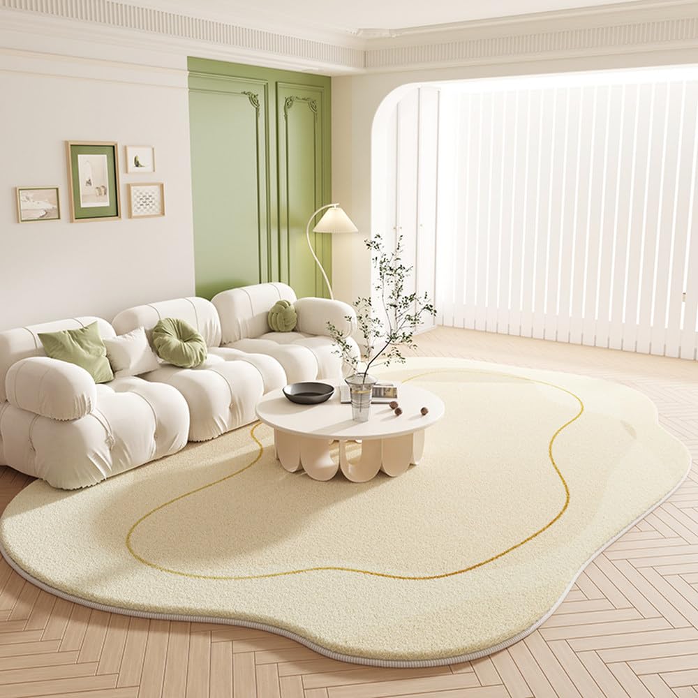 Tapis crème 80x160 cm de forme irrégulière pour chambre et salon moderne