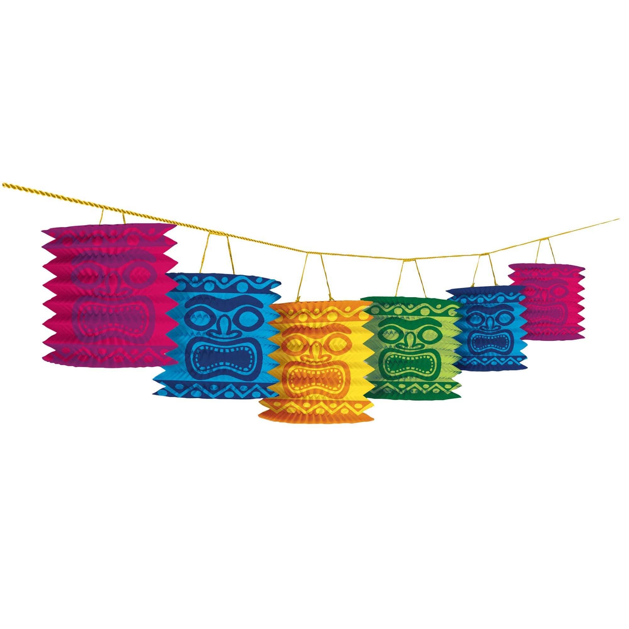 Lanterne guirlande hawaïenne Tiki Amscan 3.6 m aux motifs exotiques colorés