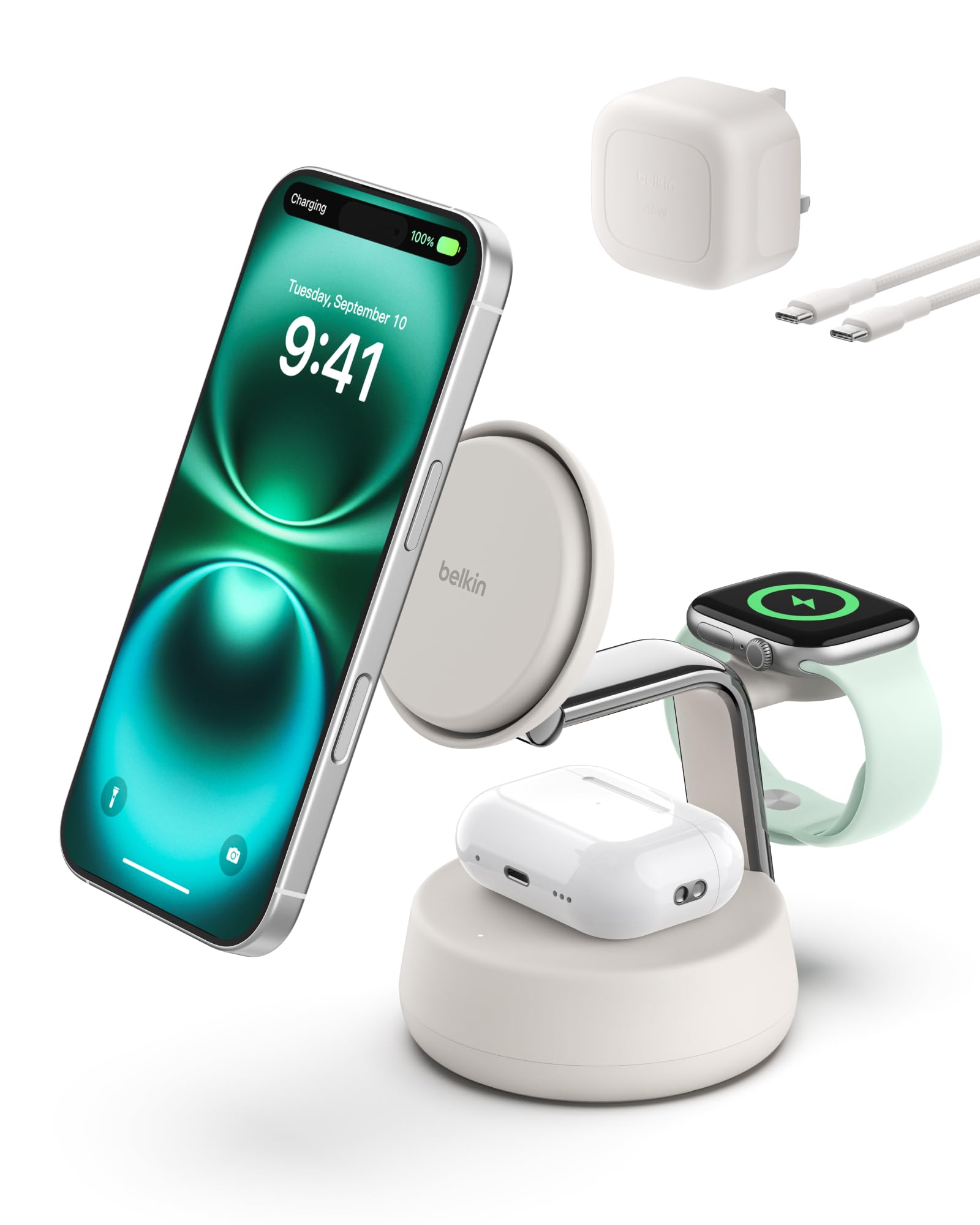 Belkin Ultracharge Pro Wireless Charging Station 25W, 3-In-1 Qi2.2 Certified Mag