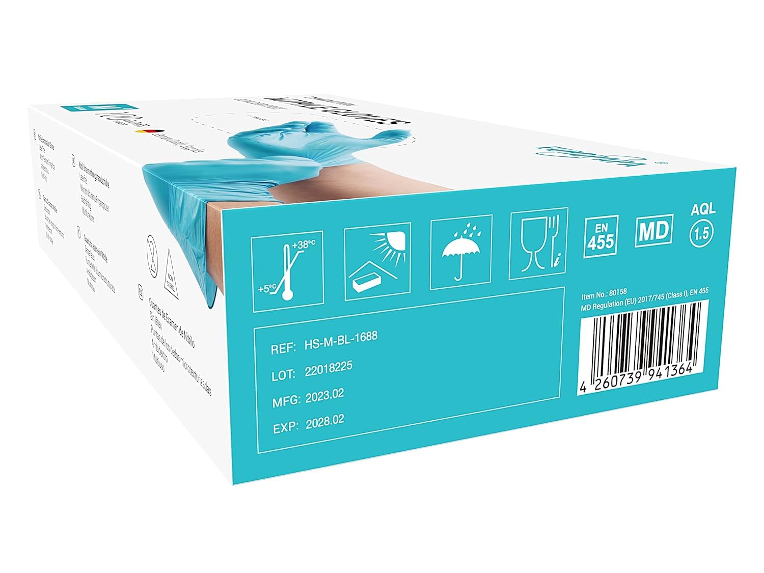 EUROPAPA® 1000x Nitrilhandschuhe Einweghandschuhe puderfrei Untersuchungshandschuhe EN455 EN374 latexfrei Einmalhandschuhe Handschuhe in Gr. S, M, L & XL verfügbar (Hellblau, S)