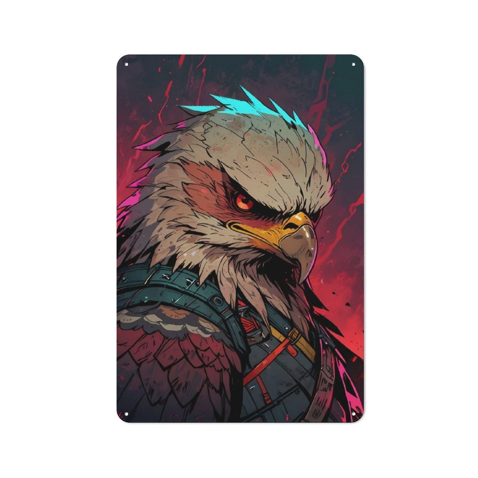 Junmoney Eagle Illustration Retro Metal Wall Sign 30X20cm With For Garage Wall, A Decorative Metal Sign For Garages And Workshops