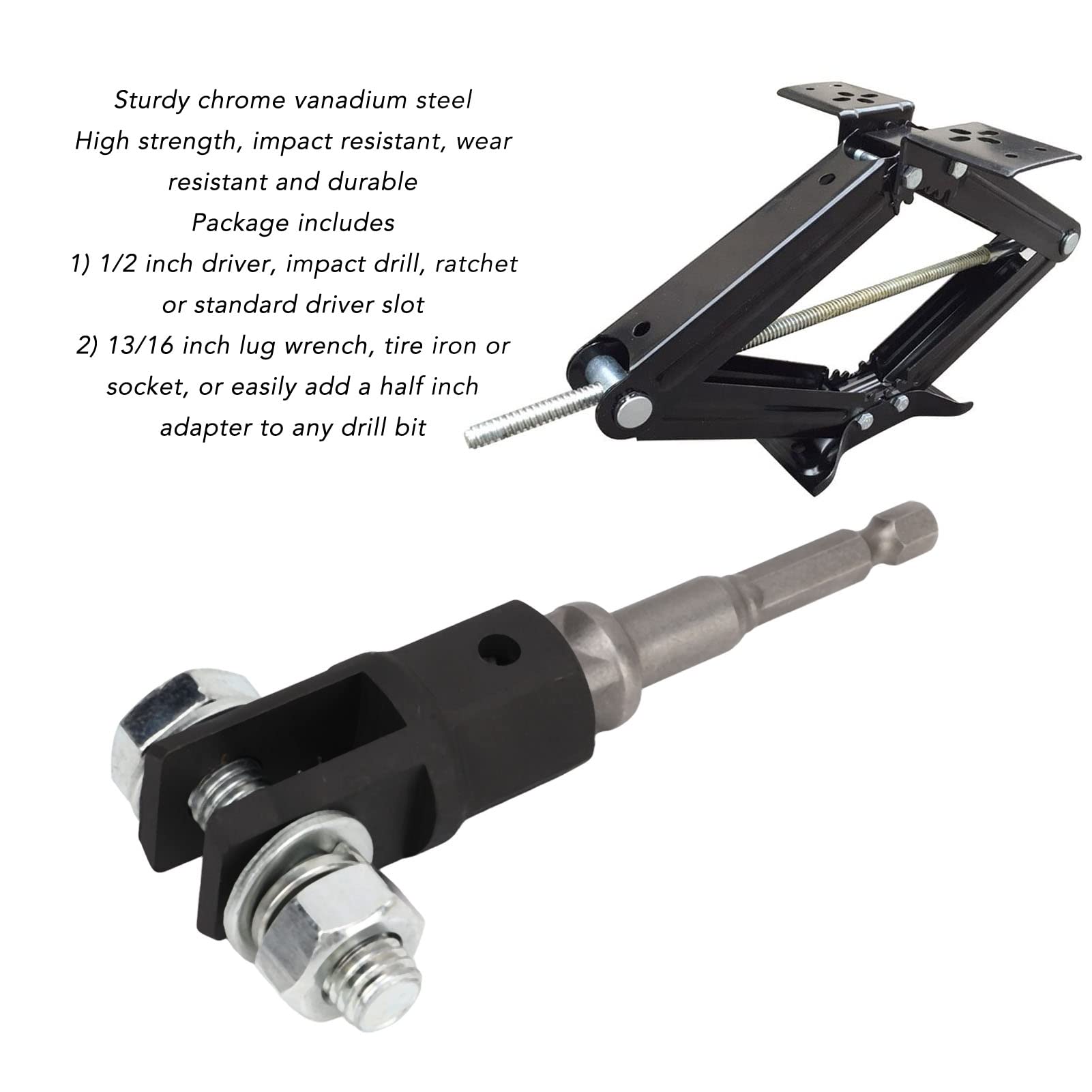 Adapter Gniazda Nożycowego 1/2 Cala Adapter Podnośnika Nożycowego Samochodowego Gniazdo Nożycowe Gniazdo Wiertarskie Adapter do Pierścienia lub Podwójnego Otworu Podnośniki