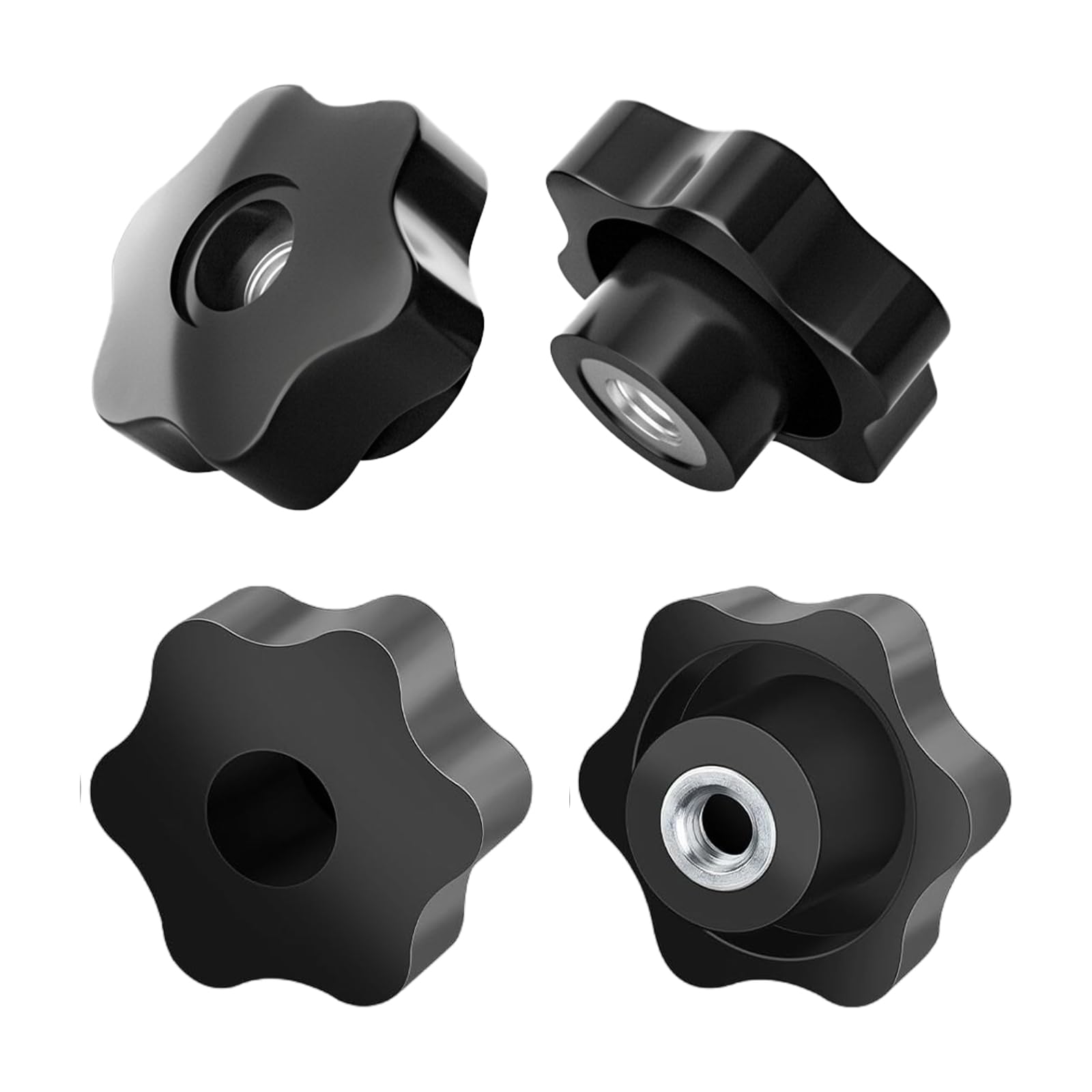 4 Pezzi Dado Maniglia a Stella M8, Vite Zigrinata 50mm, a Presa Zigrinata con Filettatura Femmina per Ingegneria Meccanica