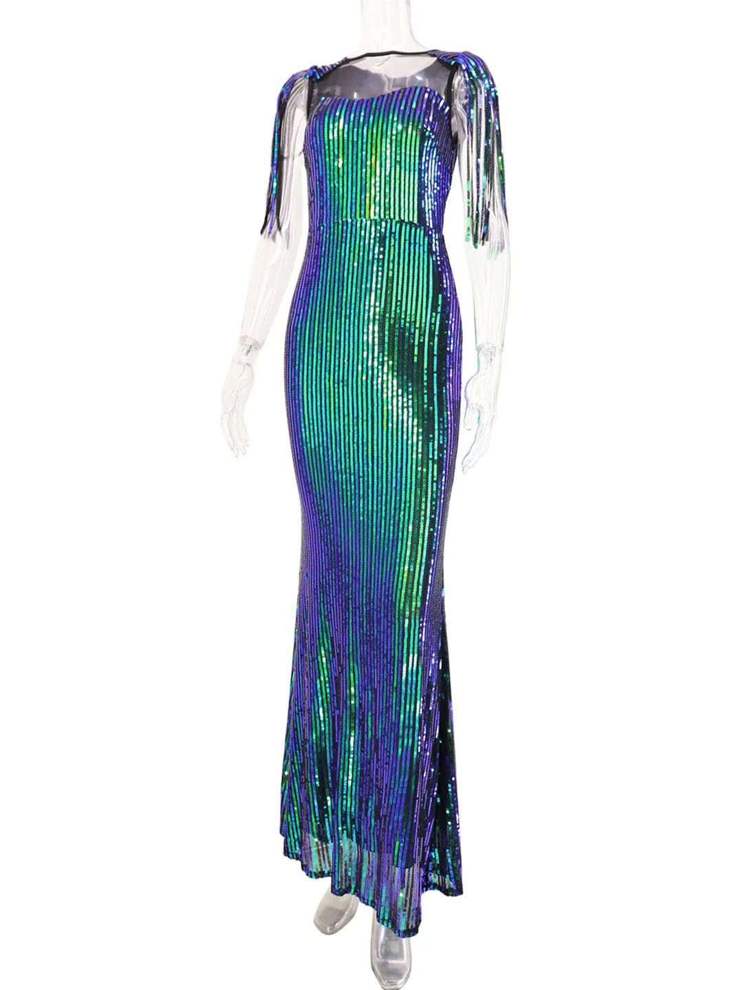 Sexy Ver A Través De Maxi Vestido De Verano De Lentejuelas Elegante Vestidos De Noche De Graduación para Mujer Vestido Ajustado De Fiesta De Cumpleaños