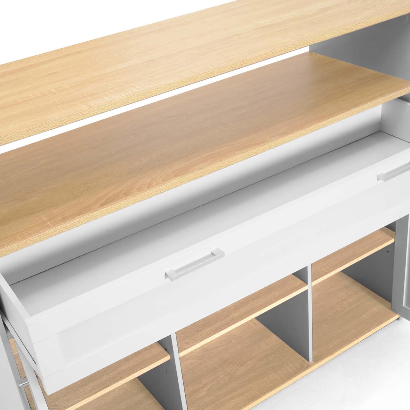 IDMarket - Meuble de Bar Extensible en Table à Manger 2 Personnes VITO Blanc et Plateau Bois