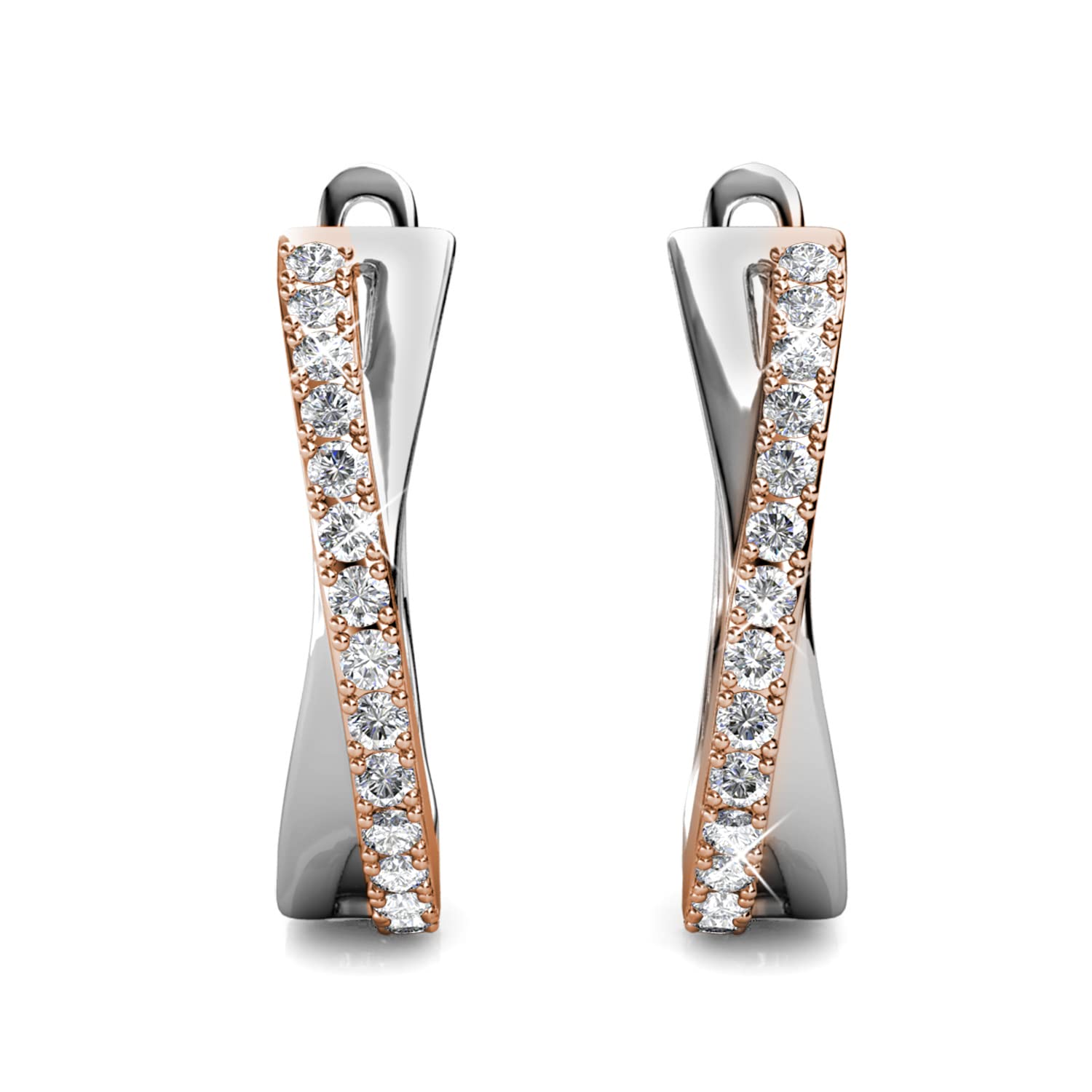 YOURDORA Donna Orecchini a Cerchio Originali in Argento 925 Zirconi Anello Contorto Idea Regalo Gioielli