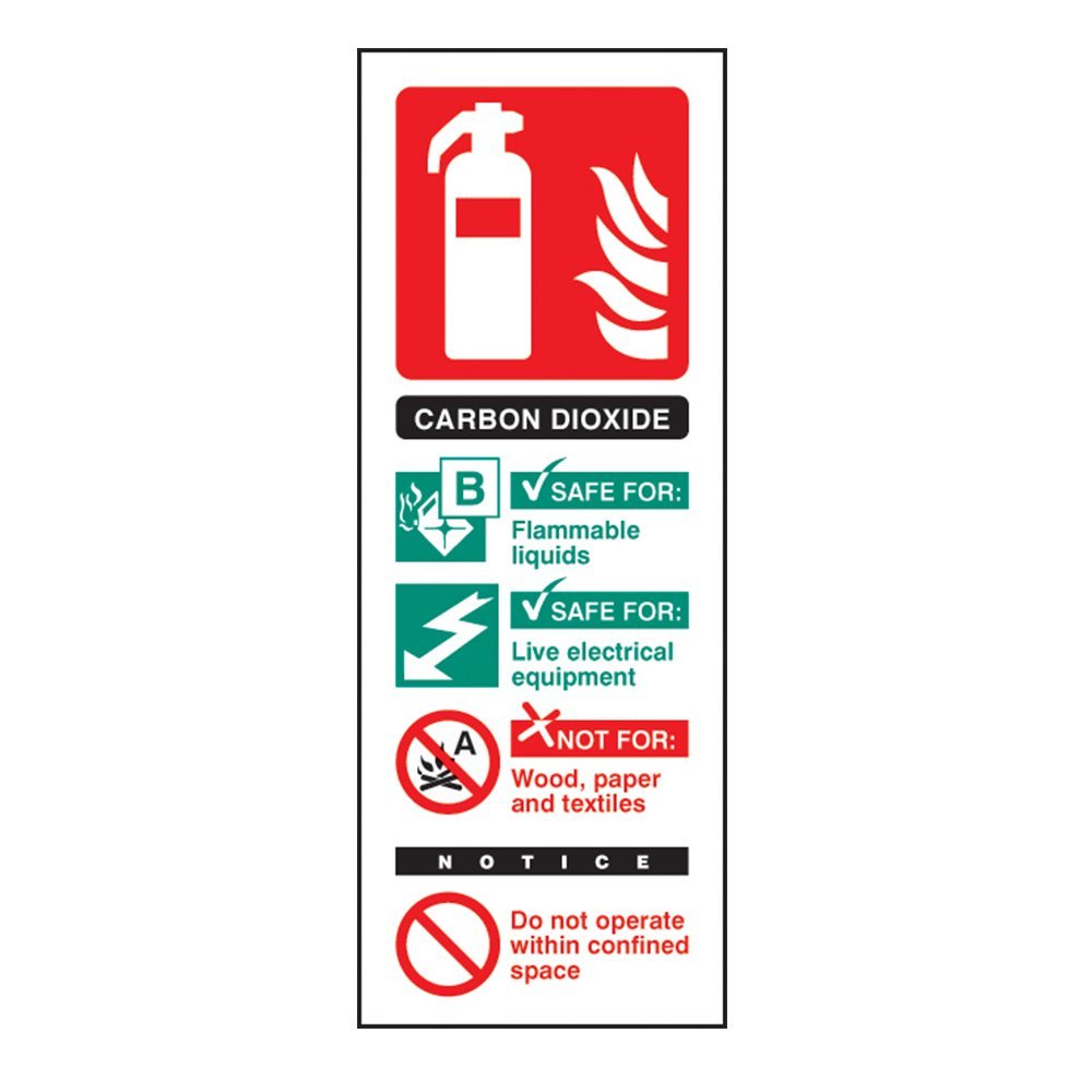 Fireshield Co2 Fire Extinguisher Id Sign - Self Adhesive Vinyl - 200Mm X 75Mm