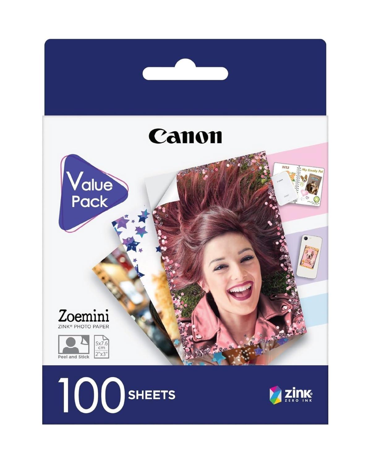 Canon Carta Fotografica Zink™ - Carta Adesiva 5x7,6 cm (100 Fogli) - Stampa Adesivi Personalizzati con le Tue Foto