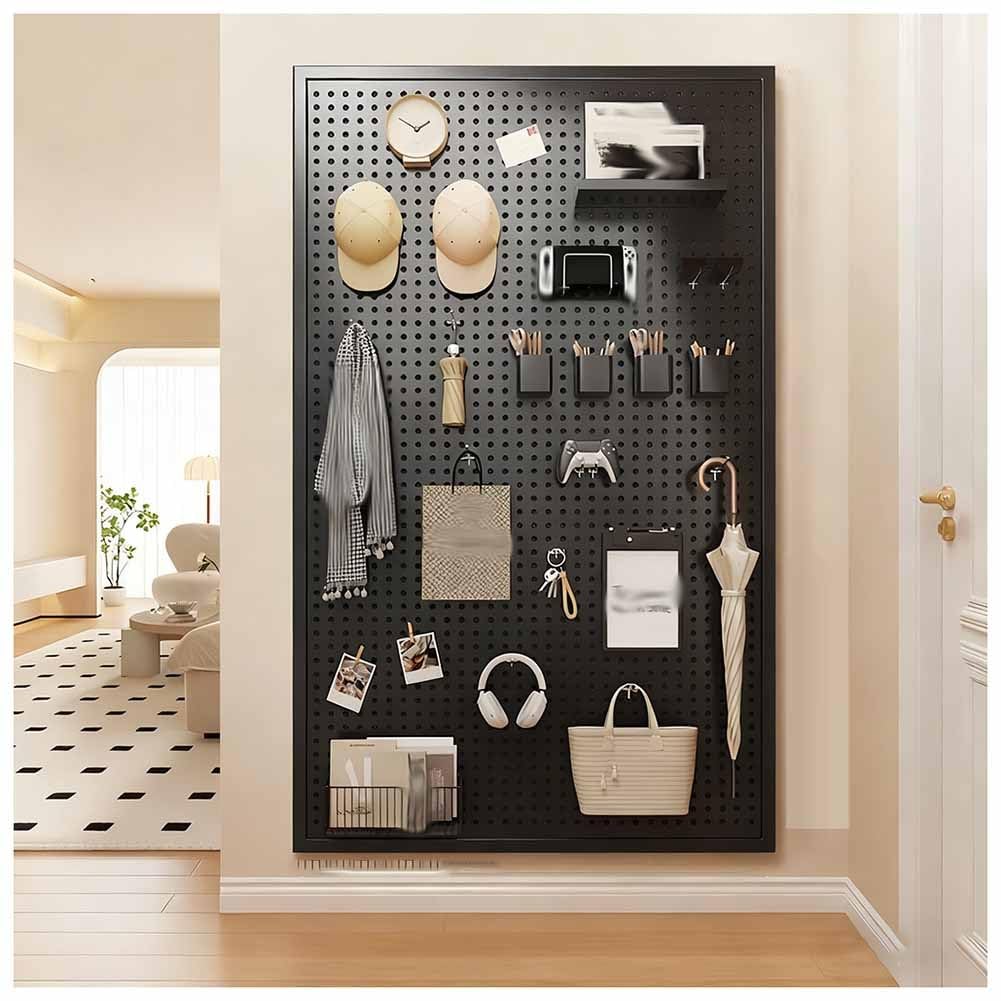 Pannelli Forati In Metallo Per Organizzazione Garage - Pannello Forato Da Parete, Pannello Portautensili Pannello Forato Resistente Per Organizzazione Ufficio, Sala Hobby, Cucina(nero,80X100 CM)