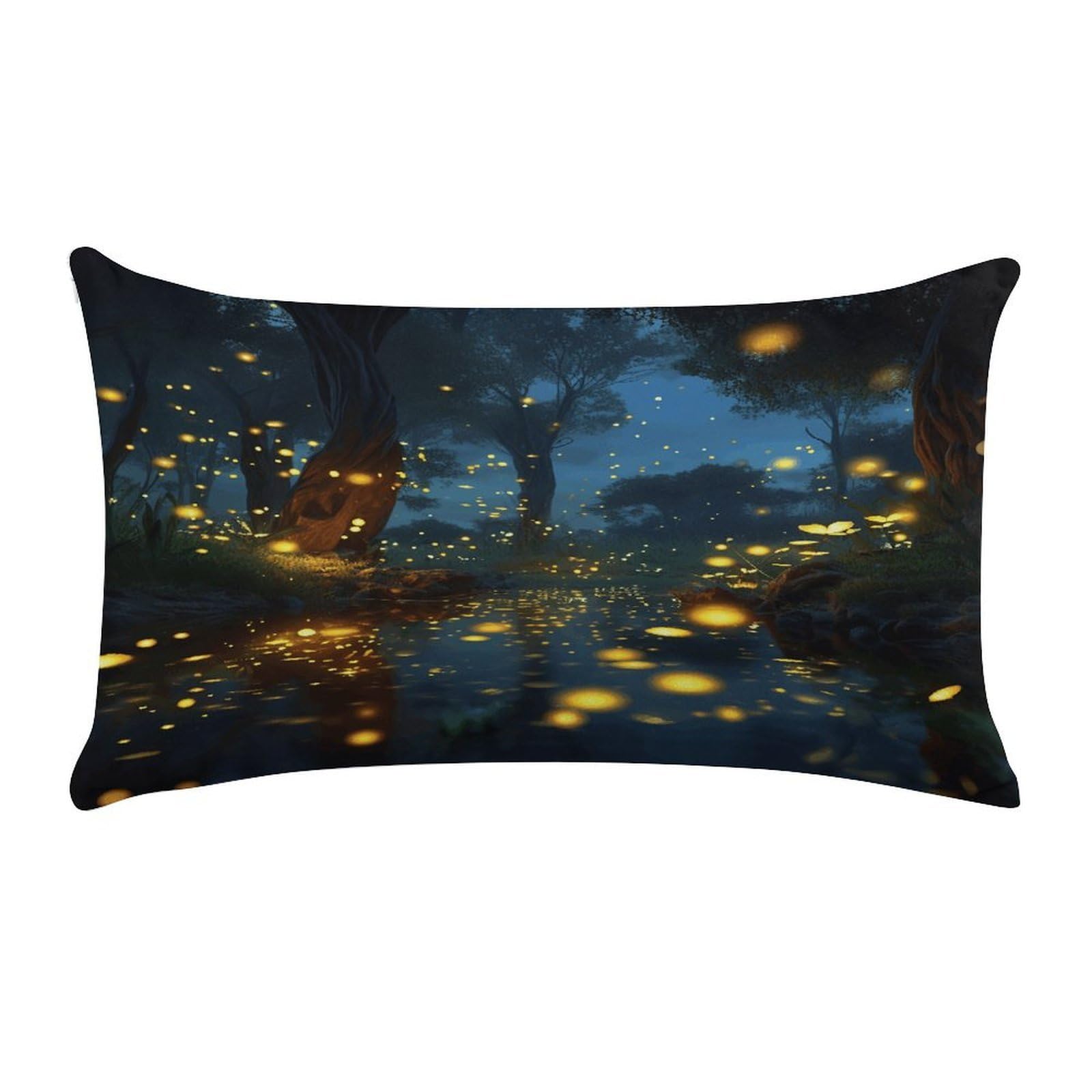 VstaDank Fireflies Throw Pillow Cover Rectangular Lumbar Throw Pillow Case Soft Farmhouse Accent Decorative Cushion Cases Short Plush Pillowcase with Zipper 12 X 20 Inch