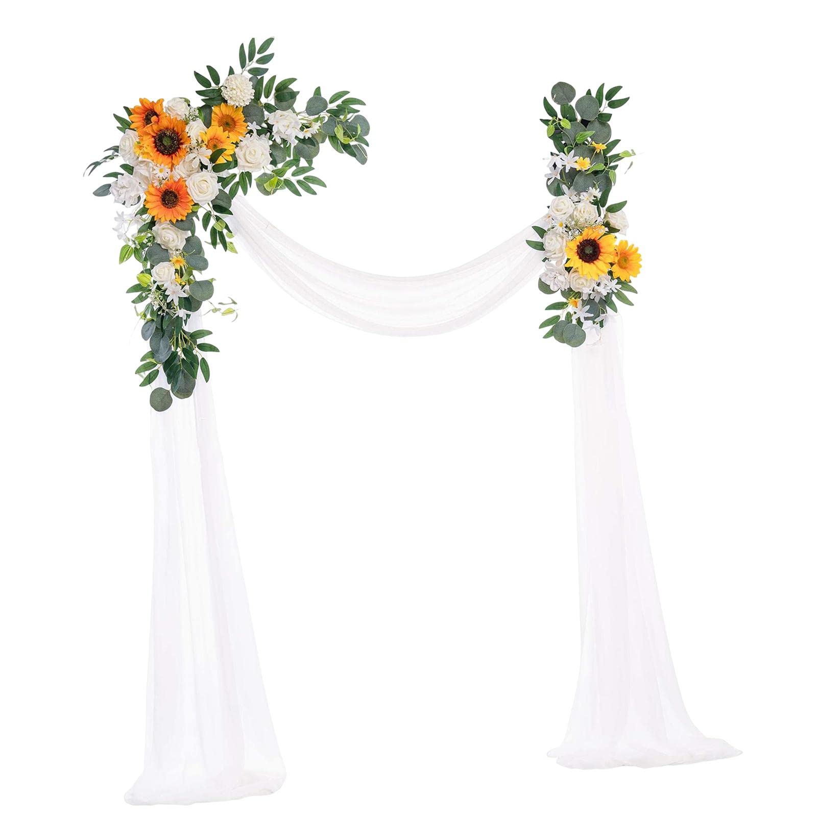 Kit di Fiori Artificiali per Arco Nuziale, Ghirlanda Floreale Artificiali per Decorazioni, Feste E Matrimoni, Bianco Giallo