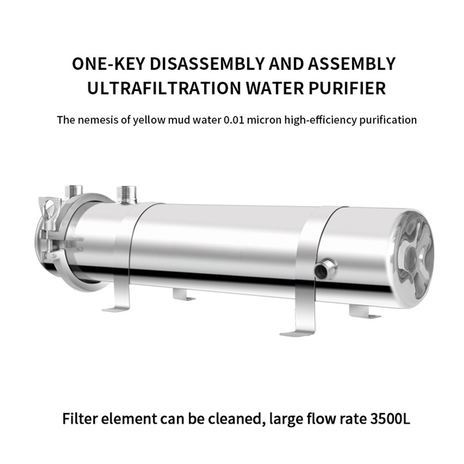 Máquina de ultrafiltración lavable PVDF, de filtración de fregadero inferior purificador de agua de acero inoxidable 3500L, uso industrial 304 UF(1500L PVDF)