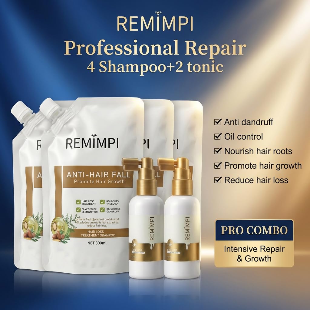 Anti Hair Loss Shampoo and Scalp Tonic Set, 4 Shampoo + 2 Tonic