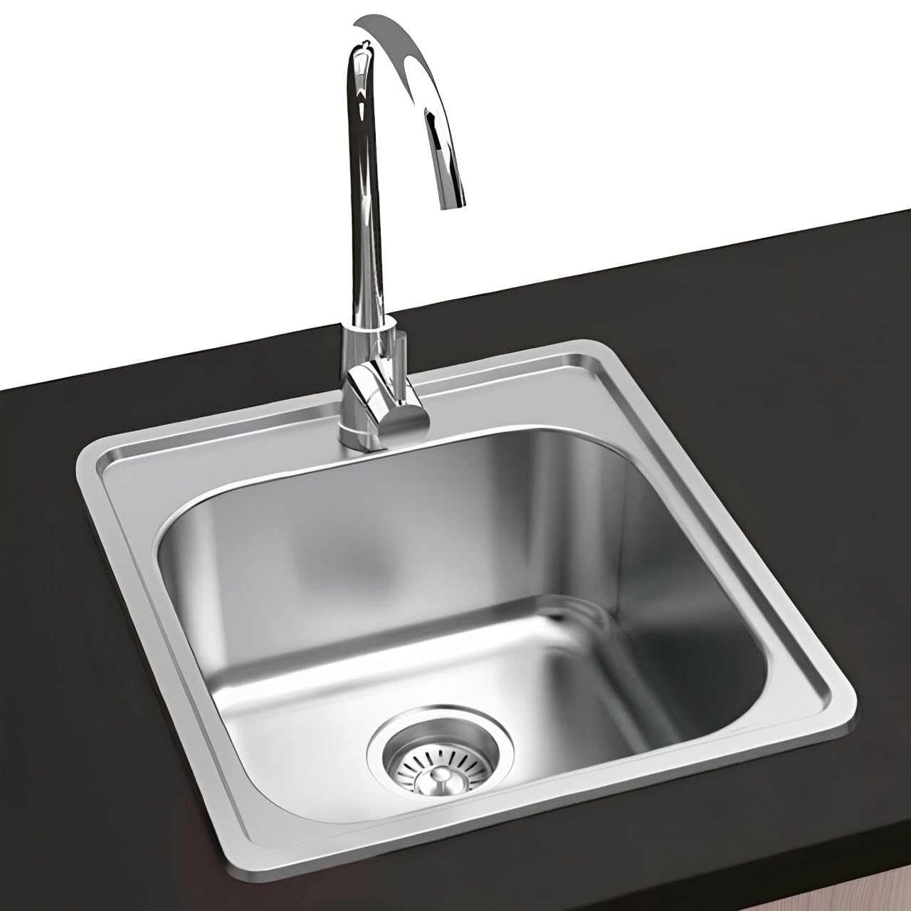 Évier de cuisine Zurich idéal petite cuisine et studio avec cuve carrée inox 16 cm de profondeur