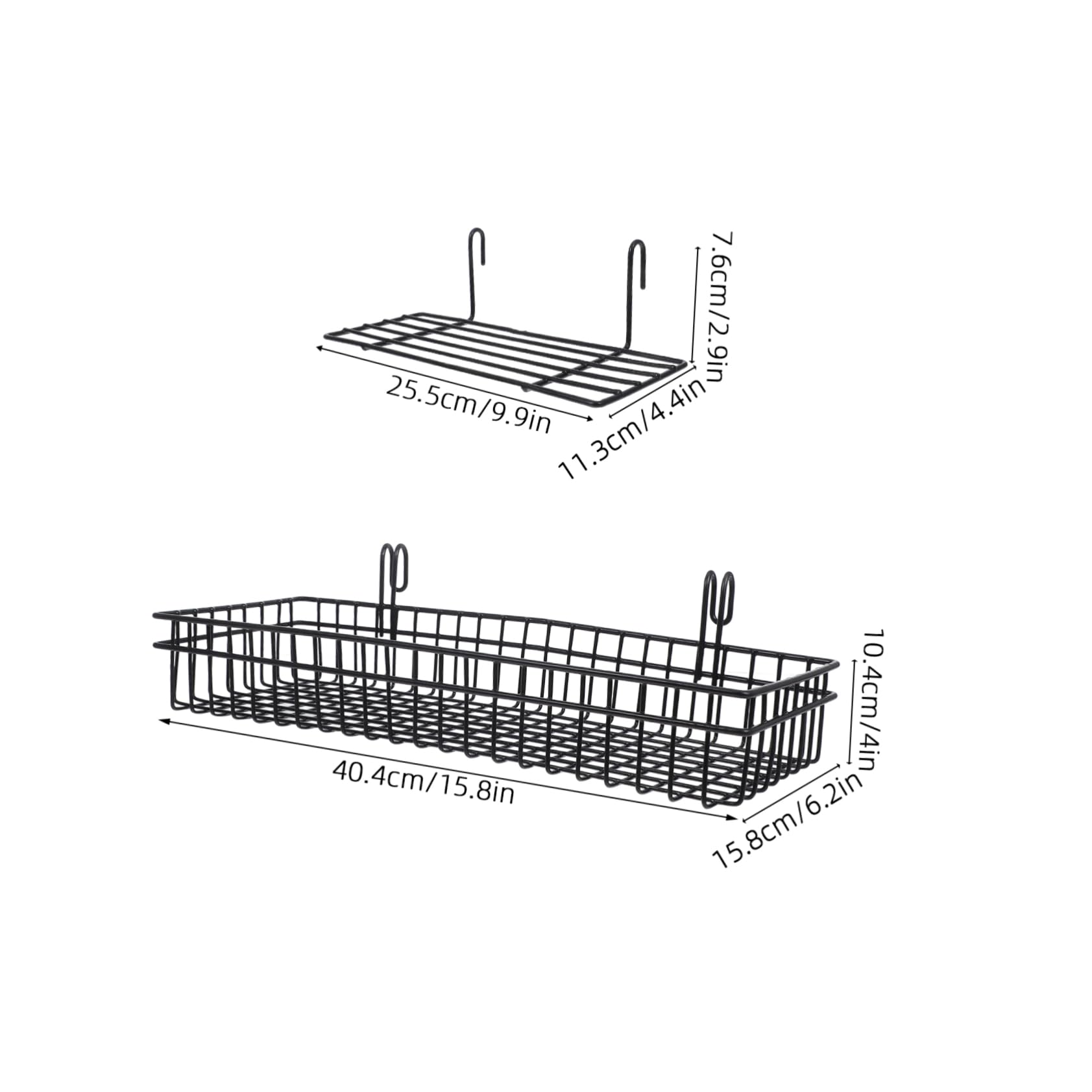 OUNONA Wire Hanging Baskets Grid Wall Shelves Wall-mounted Storage Baskets Hanging Organizer