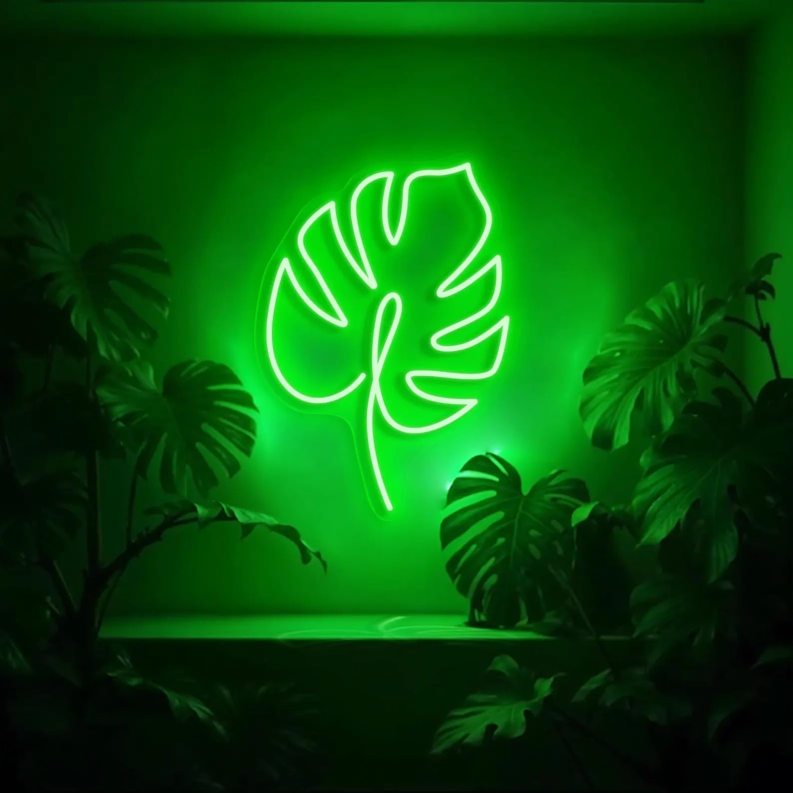 Monstera Leaf Neon Sign Green Leaf Neon Light Monstera Mint LED Signs Wall Hangings for Garden Decor Gift for Plant Lover Aesthetic Decor
