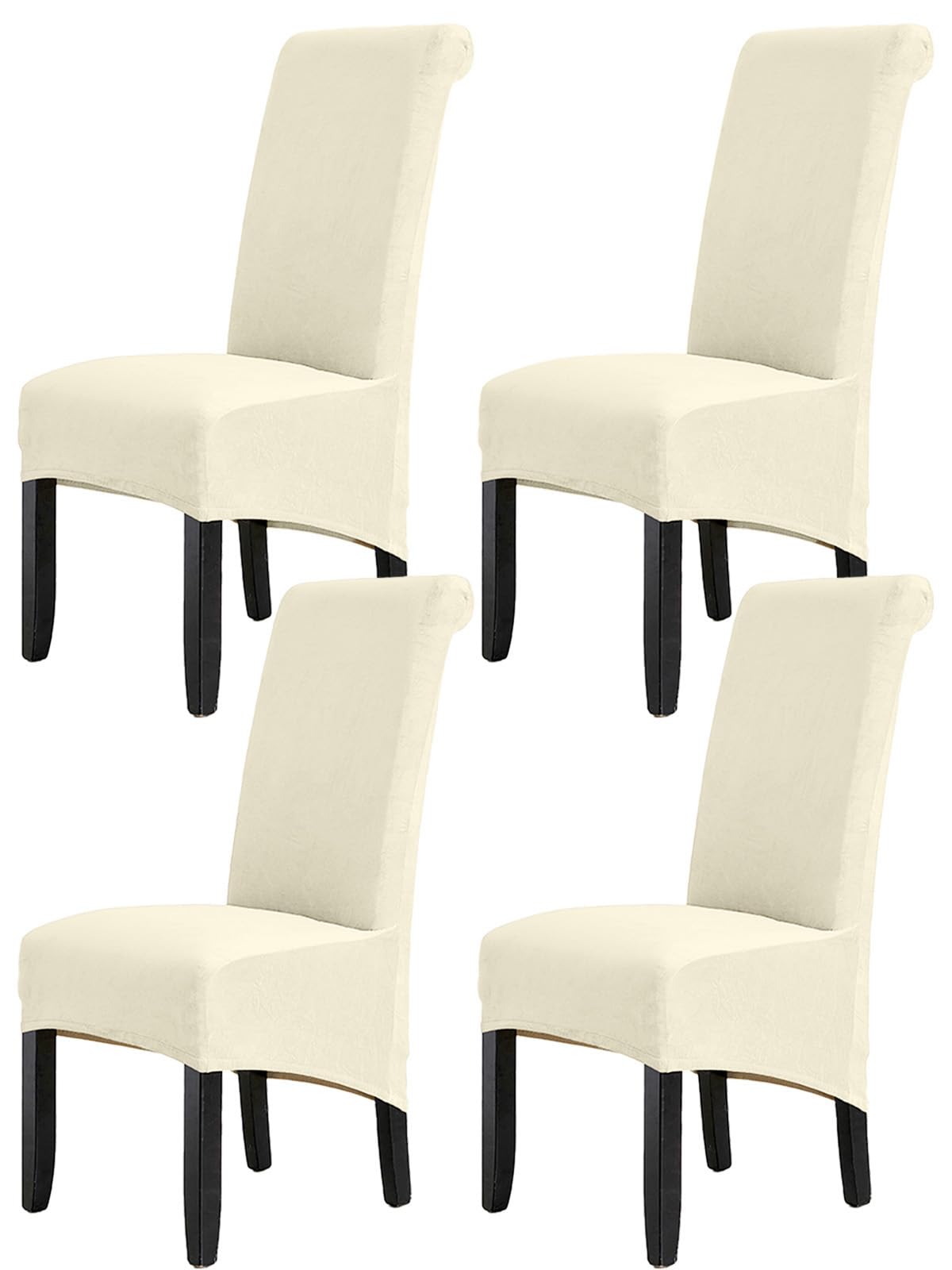 LANSHENG Velvet Large Dining Chair Covers Set of 4, Beige