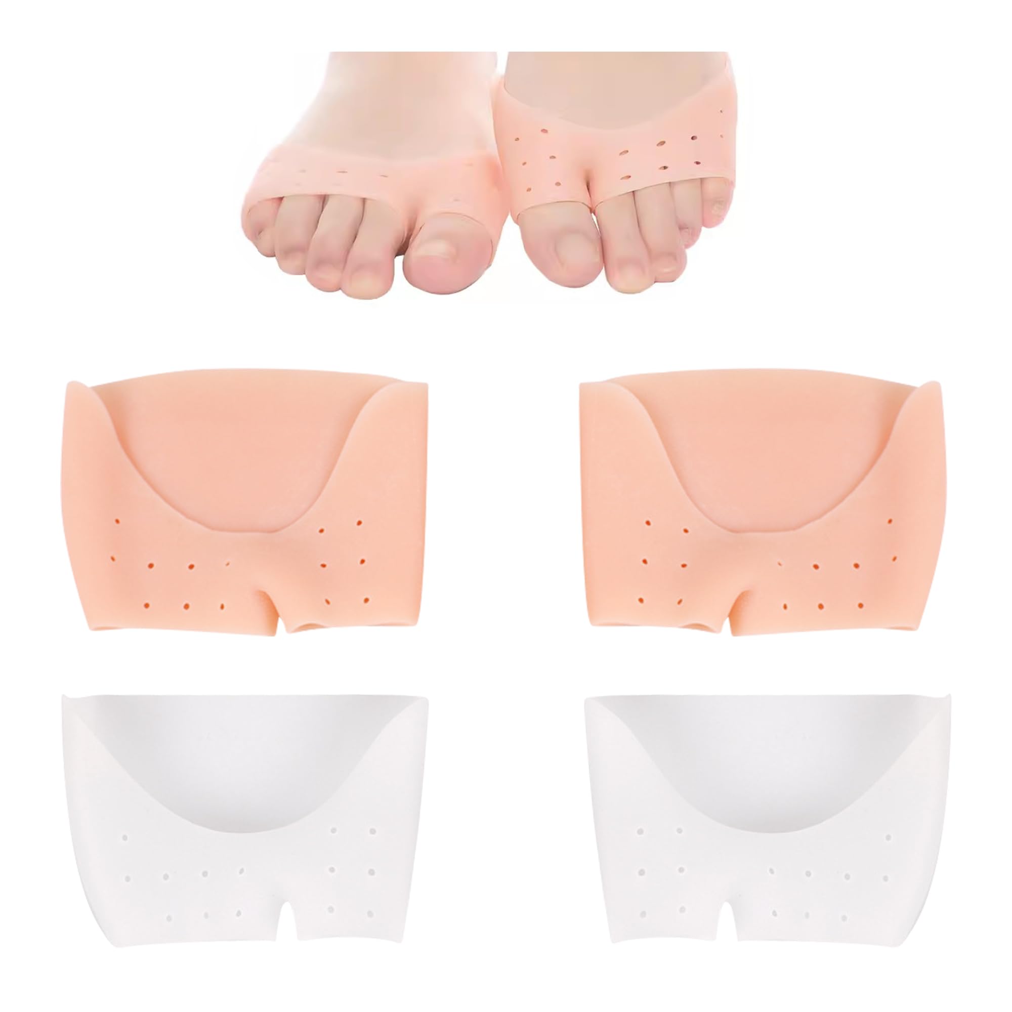 2 Pairs Gel Toe Caps Protectors Silicone Toe Sleeves Metatarsal Pads Ball of Foot Cushion Soft Forefoot Cushioning for Men Women Toe Sleeves Guards for Pain Relief