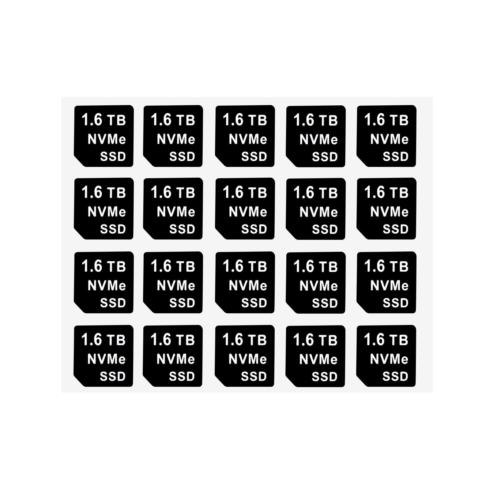 20PCS Capacity Sticker Label for Hard Drive Tray Caddy DXD9H 0DXD9H X7K8W 0X7K8W, Compatible with Dell PowerEdge 16th-14th Gen r740 r640 r440 r340 r750 r650 r550 r760 r660 r6625, 1.6TB, NVME, SSD