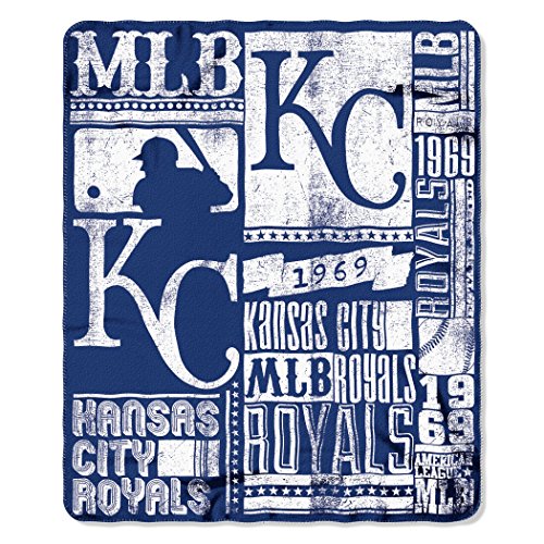 MLB Kansas City Royals Strength Fleece Throw Blanket 50-inch by 60-inch, Blue