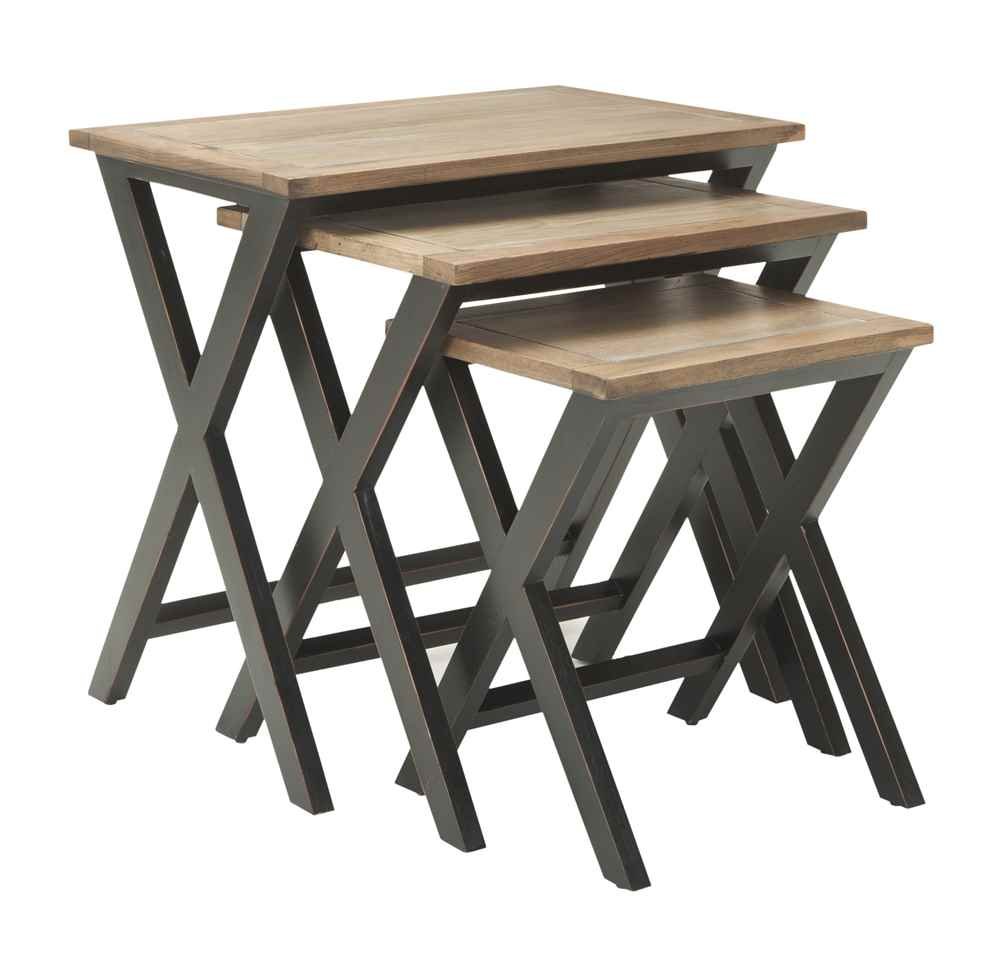 Safavieh Safavieh American Homes Collection Jack Black and Oak Stacking Tray Tables