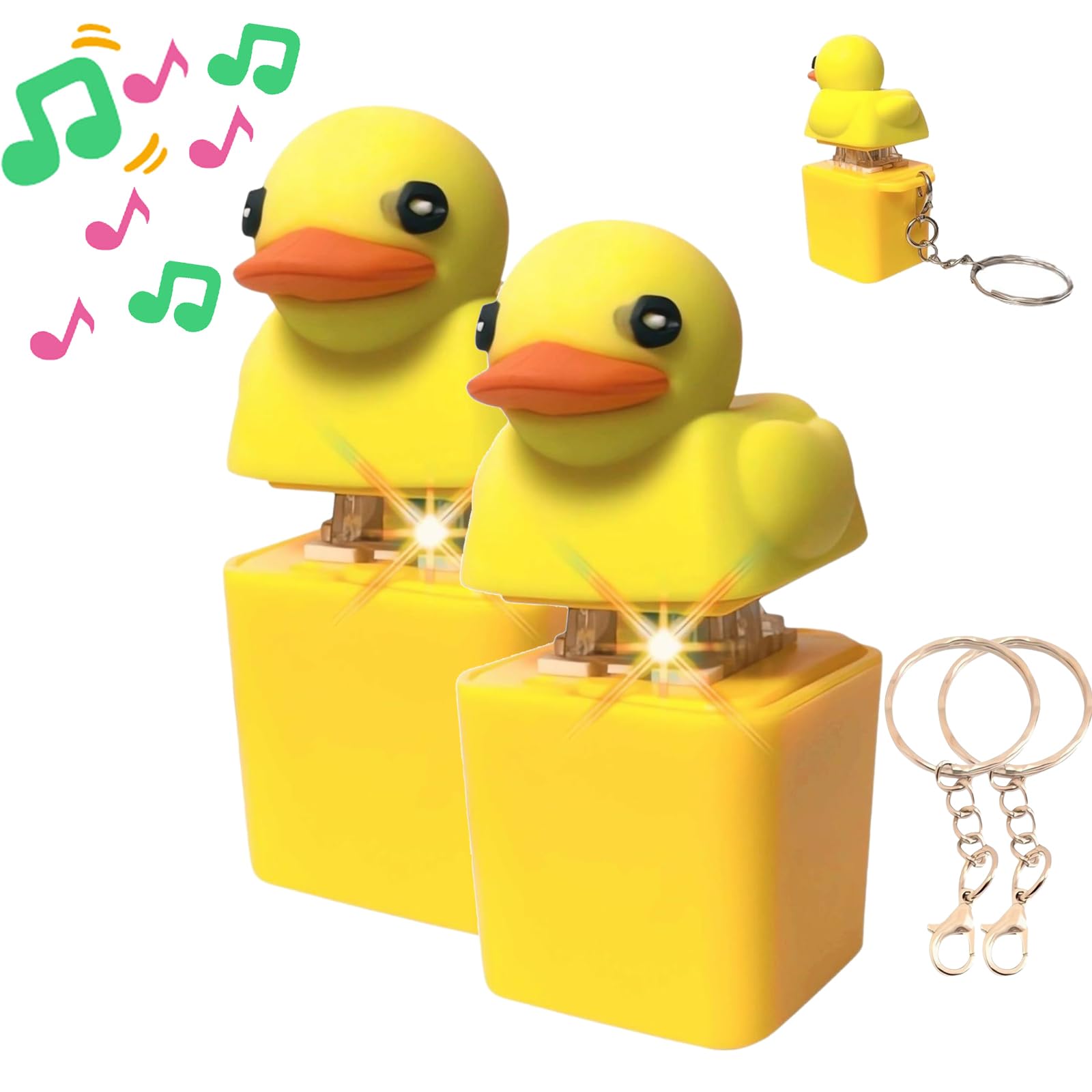 Enseak A 2Pcs Duckeys Quacking Fidget Toy,Duckeys Keyboard Duck,Quacking Duck Keychain, Quacking Keyboard Button - Sensory Toys Stress Reliever, Keycaps That Quack,Quacking Duck Fidget Toy Keychain