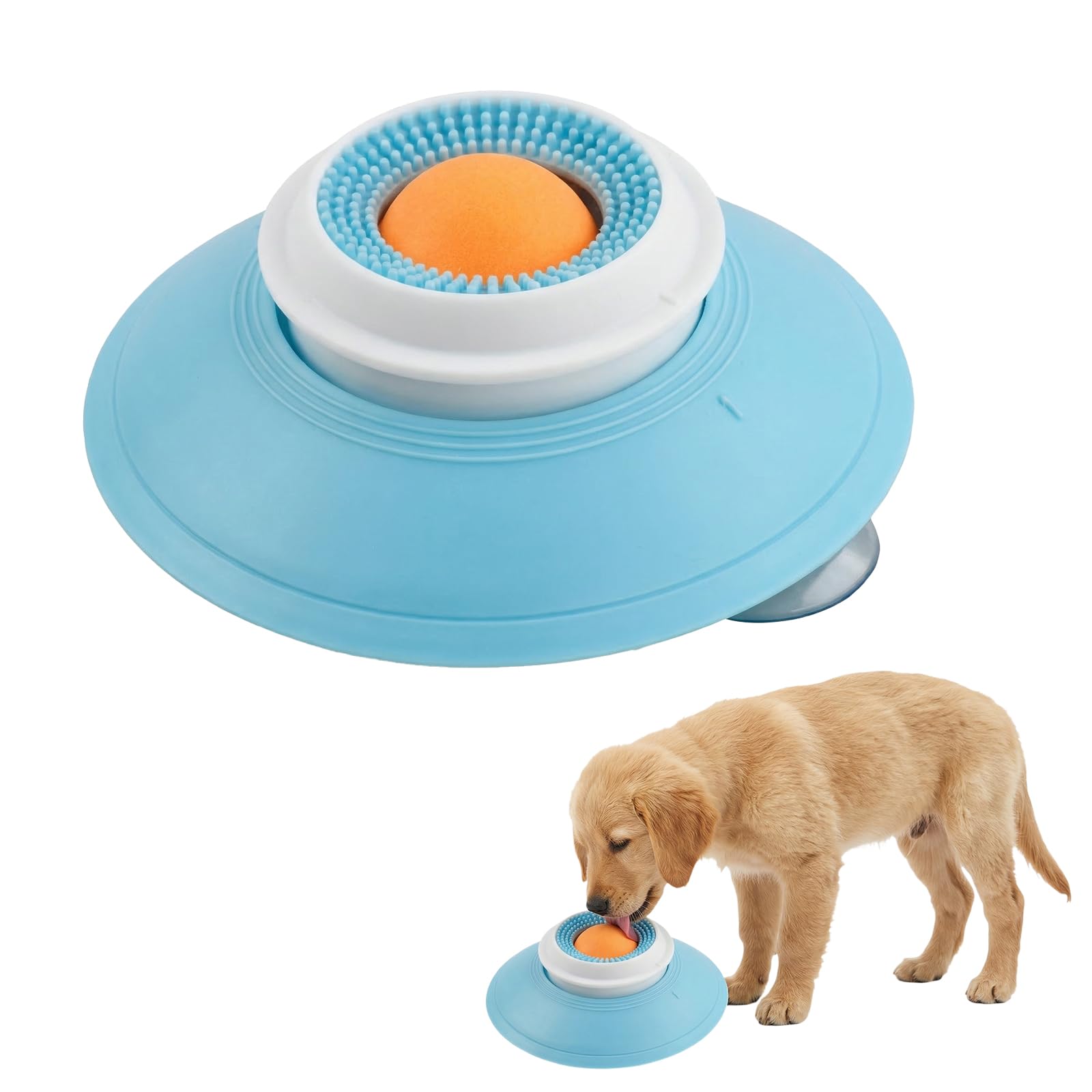 Dog Lick Bowl Slow Feeder for Anxiety Relief, UFO Shape Anti-Toppling Lick Mat for Dogs & Cats, Interactive Enrichment Treat Dispenser Toy for Boredom, Peanut Butter Licking Mat for Grooming & Trainin