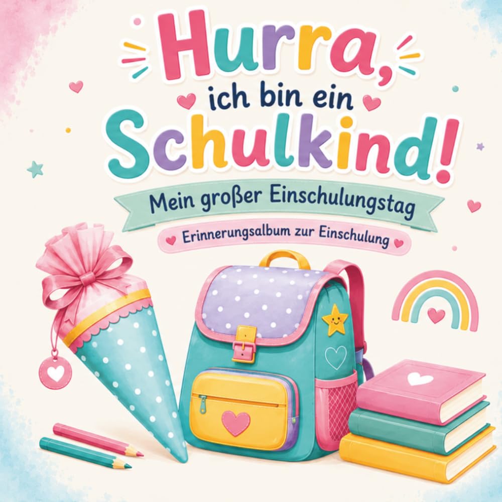 Hurra, ich bin ein Schulkind: Mein großer Einschulungstag. Erinnerungsalbum zur Einschulung mit Platz für Fotos, Zeichnungen und Erinnerungen