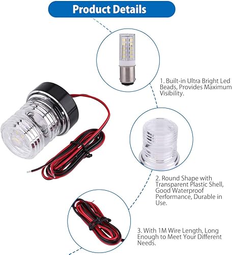 Miniatura 6 de Lámpara LED de navegación para yates, luz de anclaje marina resistente, práctica IP65, impermeable, ultra brillante para barcos
