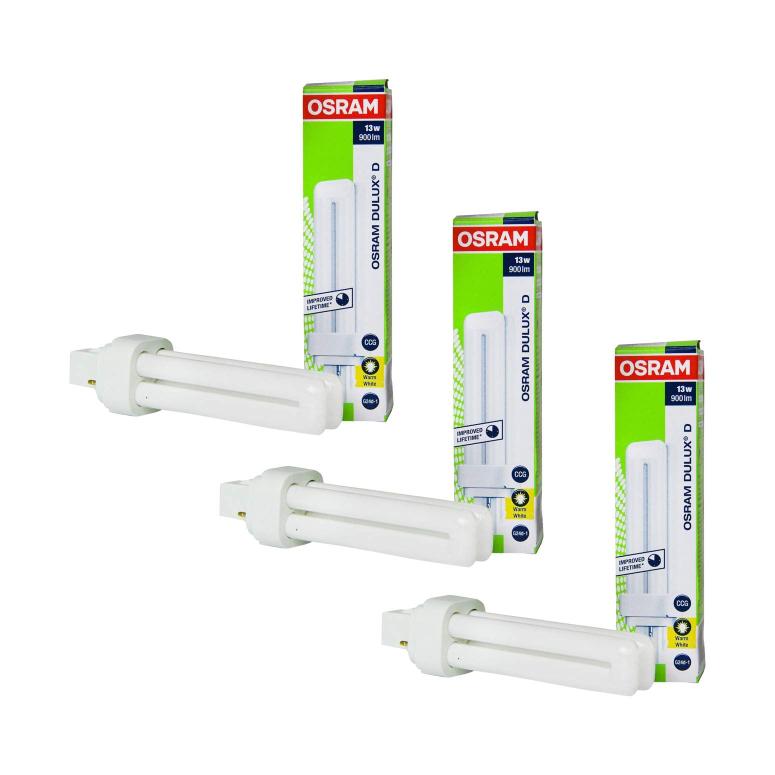 Home Decorative High Qualtiy and Durable, 4 Pin Double Twin Tube CFL Bulb, 18 Watt Energy Saving Bulb, Warm White - (Pack of 3)