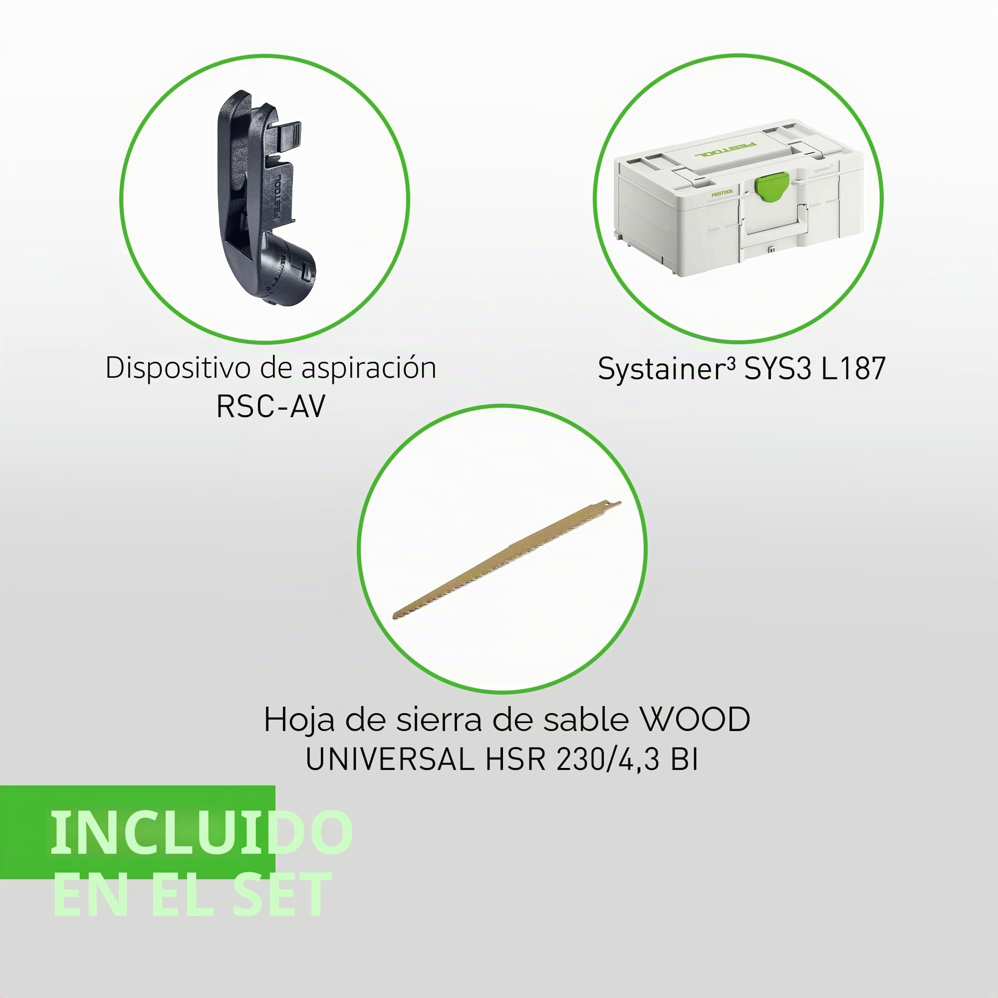 Festool Sierra de Sable a Batería RSC 18 EB-Basic, 18 V | Motor EC-TEC sin escobillas, pendulo opcional, LED integrado, cambio de hoja sin contacto, con Systainer
