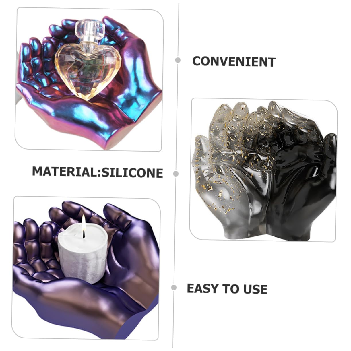 TEHAUX 3piezas Molde De Para Forma De Mano Molde Para Manualidades Para Decoración y Almacenamiento