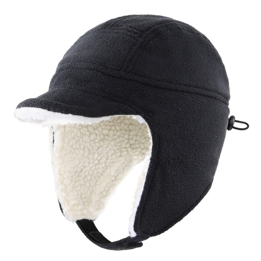 Toddler garçons Hiver Chapeaux Enfants en Polaire Sherpa doublé Chapeau épais Chapeau Chaud Bouchon oreillette avec Paille de Ski de Neige à Coupe-Vent visière(a)