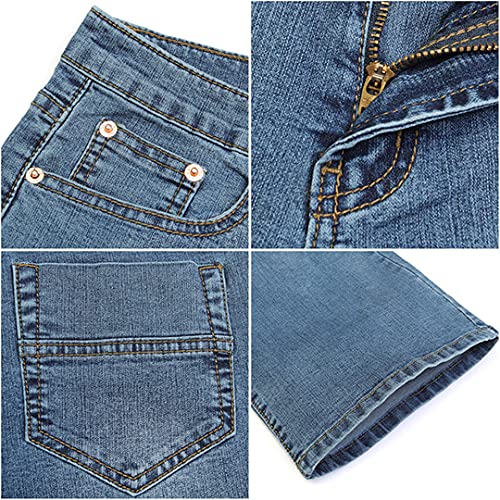 Men's Business Casual Pants Mid Waist Elastic Slim Four Seasons Bell Bottom Jeans2