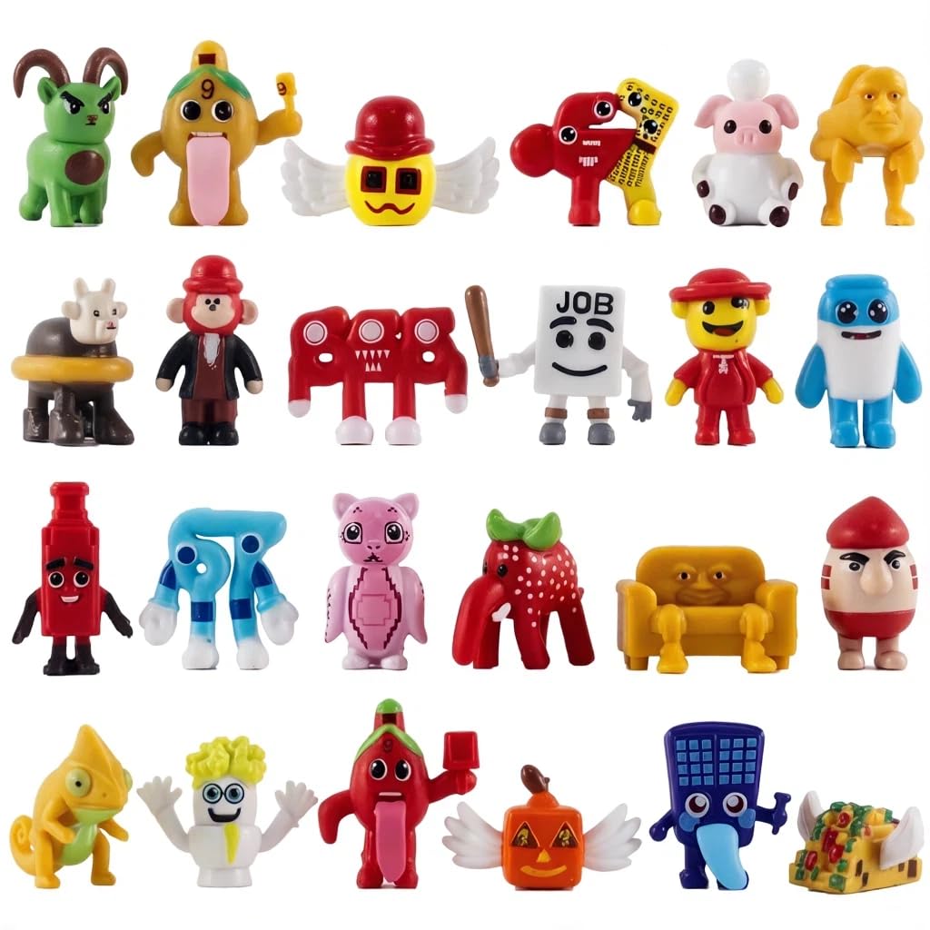 24 PCS Steal a Brainrot Action Figures Set, Cute Italian 67 Tralalero Shark Strawberry Elephant Figures Animals